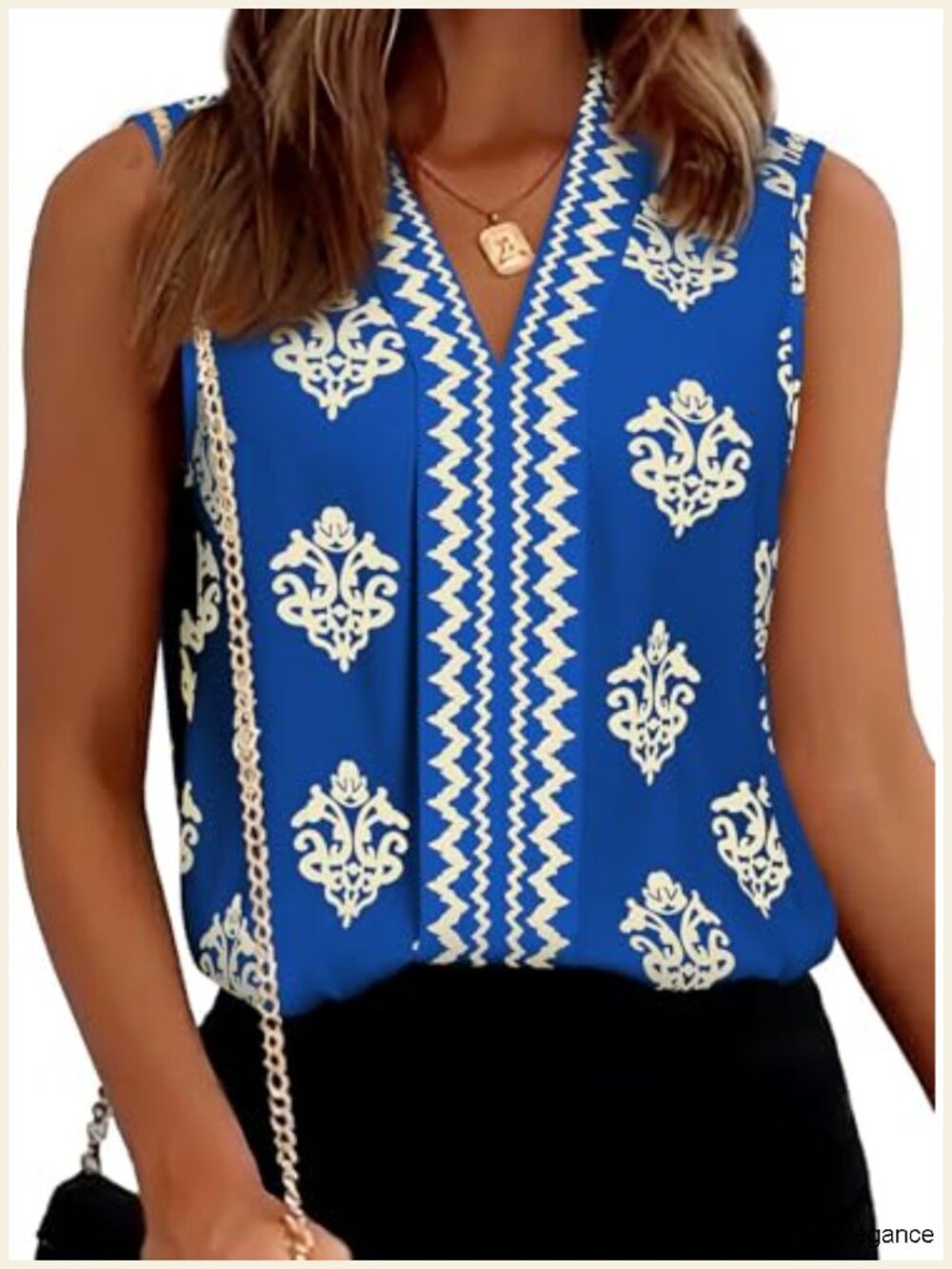 Womens V Neck Sleeveless Tank Top Pleated Floral Blouse Dressy Casual